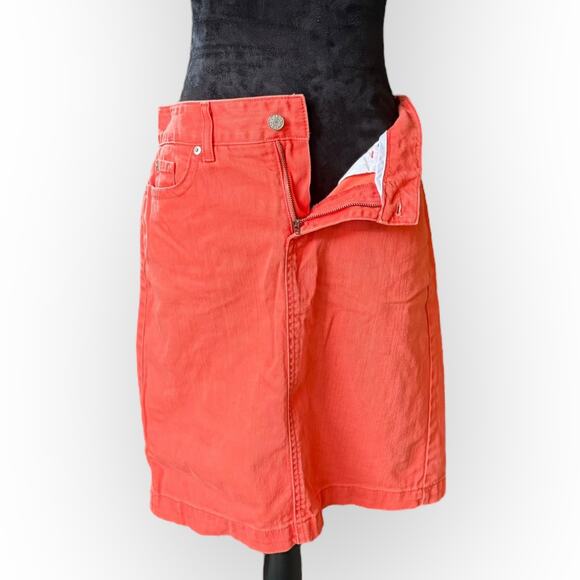 L.L. Bean Women's Orange Favorite Fit Straight Denim Pencil Skirt Size 6 - Picture 10 of 12